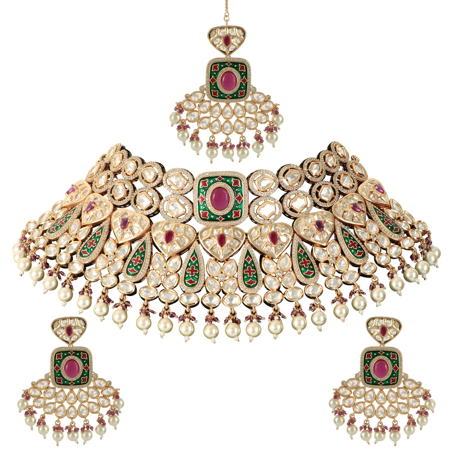Kundan Necklace Set with Tikka