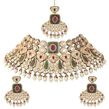 Kundan Necklace Set with Tikka