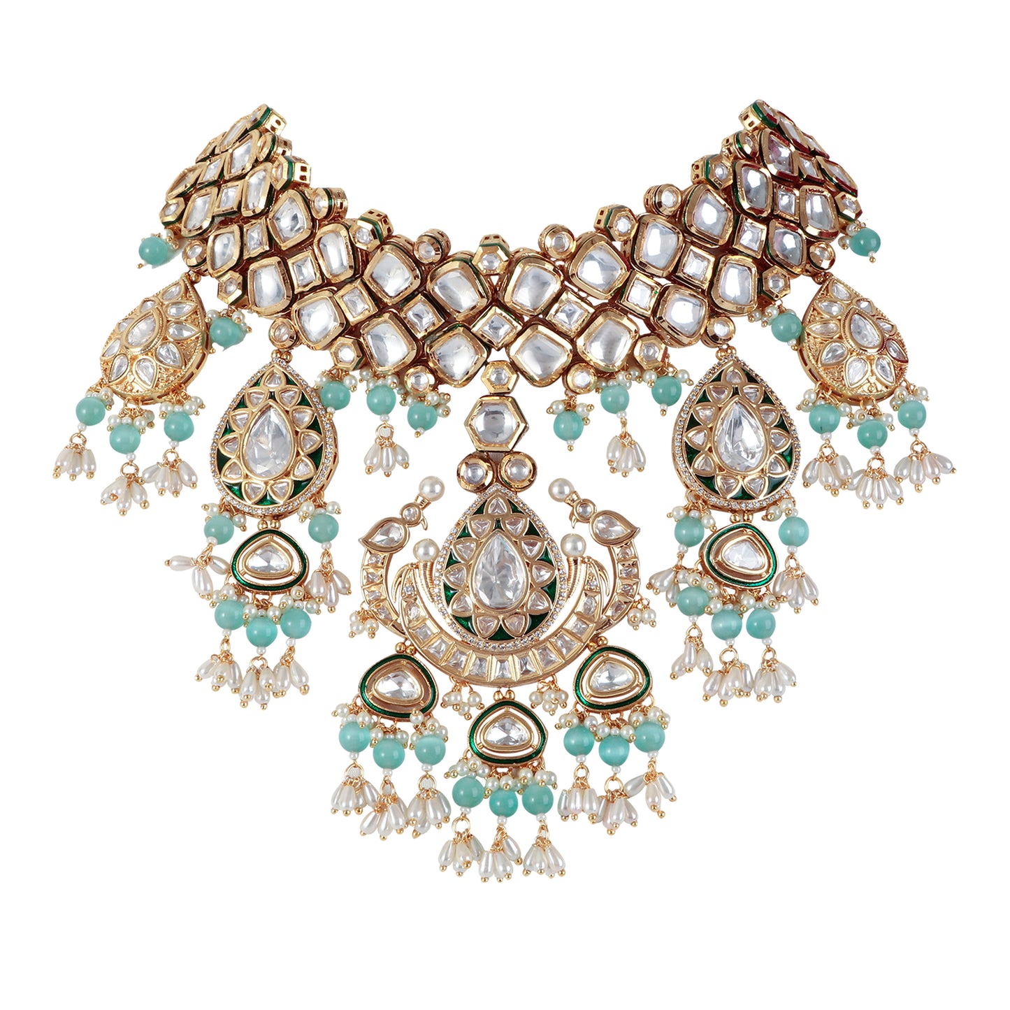 Bridal Kundan Necklace Set with Tikka