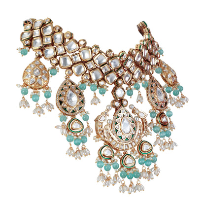 Bridal Kundan Necklace Set with Tikka