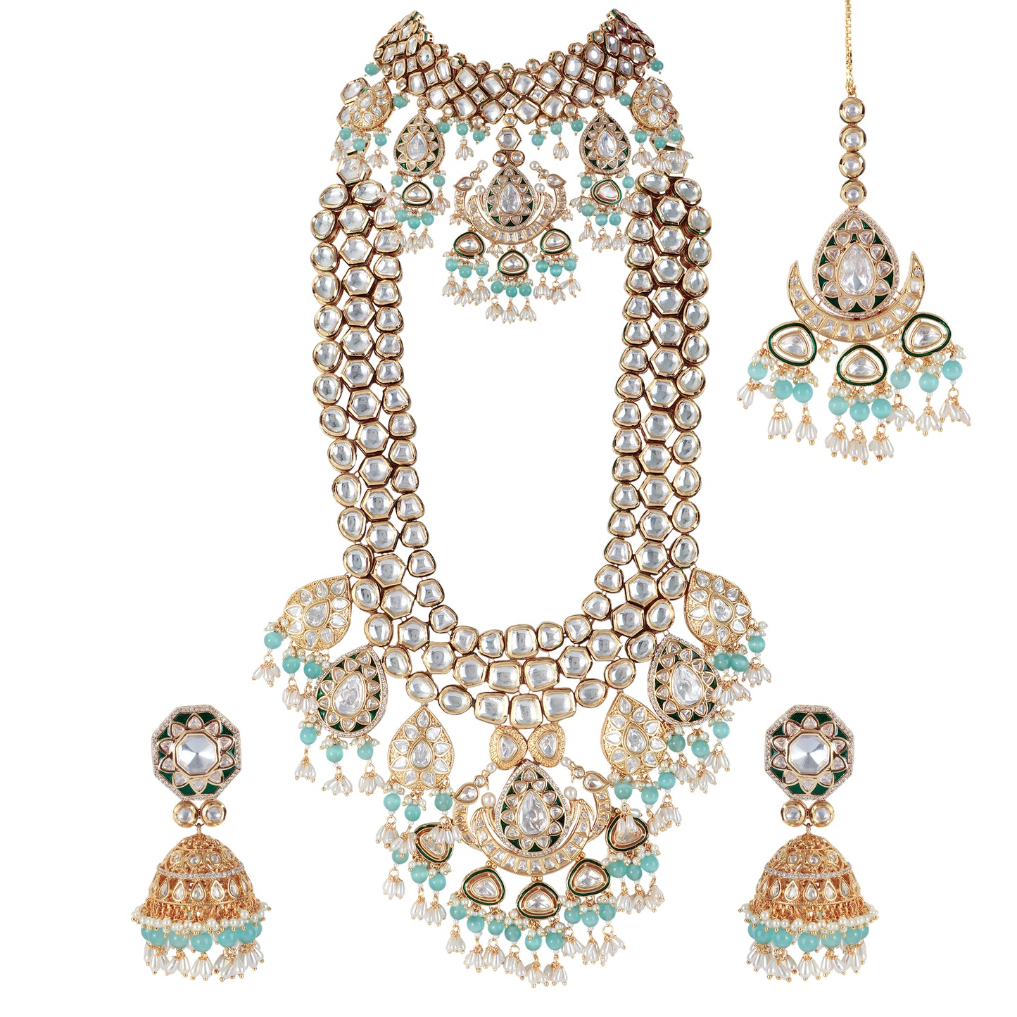Bridal Kundan Necklace Set with Tikka