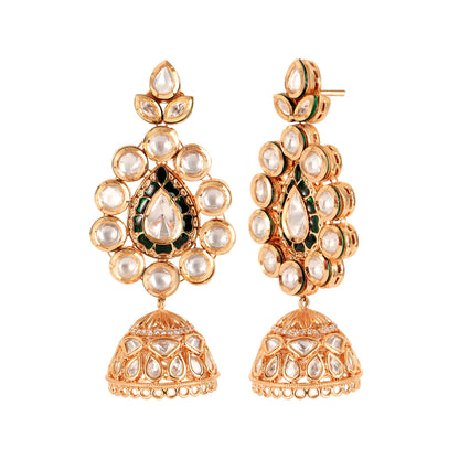 Gold Meenakari Kundan Necklace Set with Earrings and Tikka