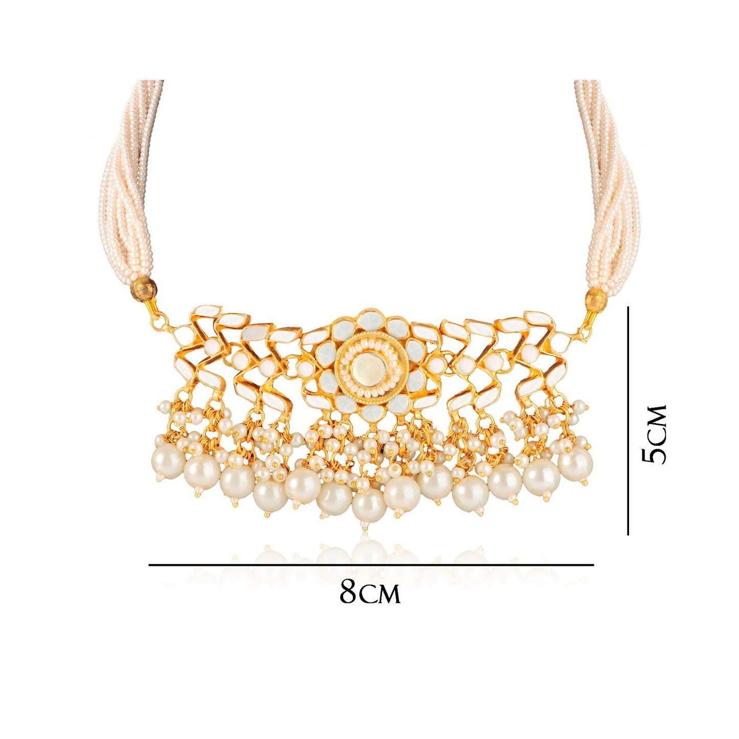 Gold Mother of Pearl Choker Set with Earrings