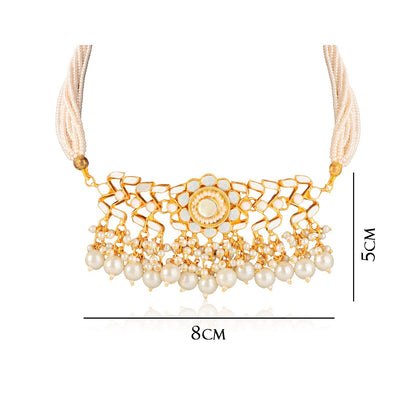 Gold Mother of Pearl Choker Set with Earrings